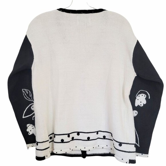 Storybook Knits Black And White V-neck Cardigan Sweater Size M - Picture 9 of 9